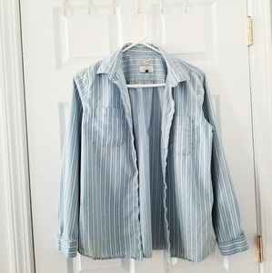 Casual Loft Blue and White Striped Button Down